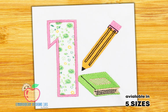 A Book with Pencil Near One Applique: A Versatile Embroidery Design for Creative Projects