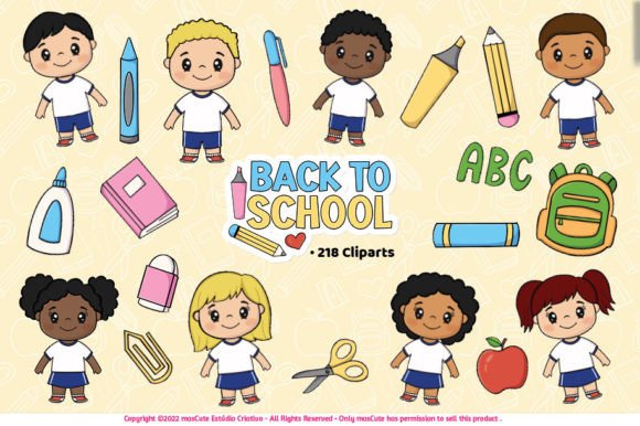 Back to School Clipart, Kids, Students