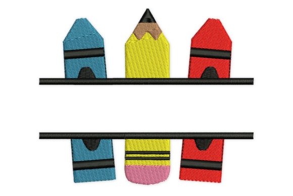 Split Crayons Pencils Frame Embroidery Design