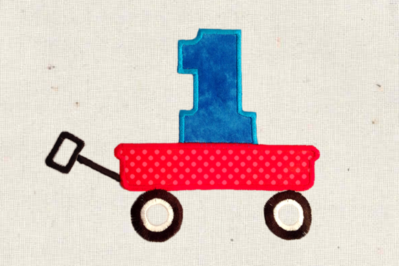 Toy Wagon with Number 1: A Creative Embroidery Design for Kids
